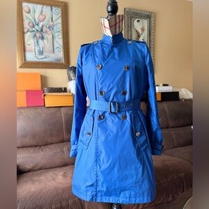 Burberry London Royal Blue Double-Breasted Belted Trench Coat
